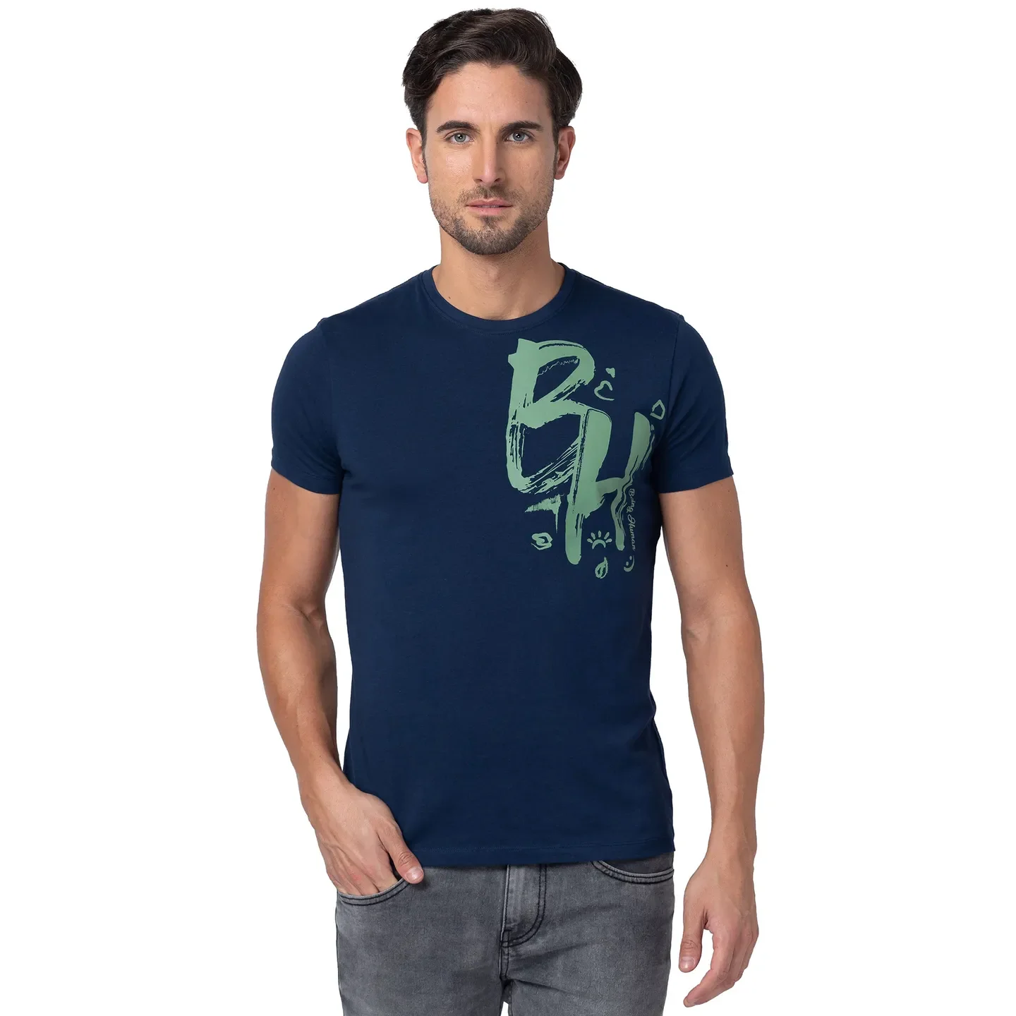 Blue Regular Fit Men's Short Sleeves T-Shirt by Being Human Clothing