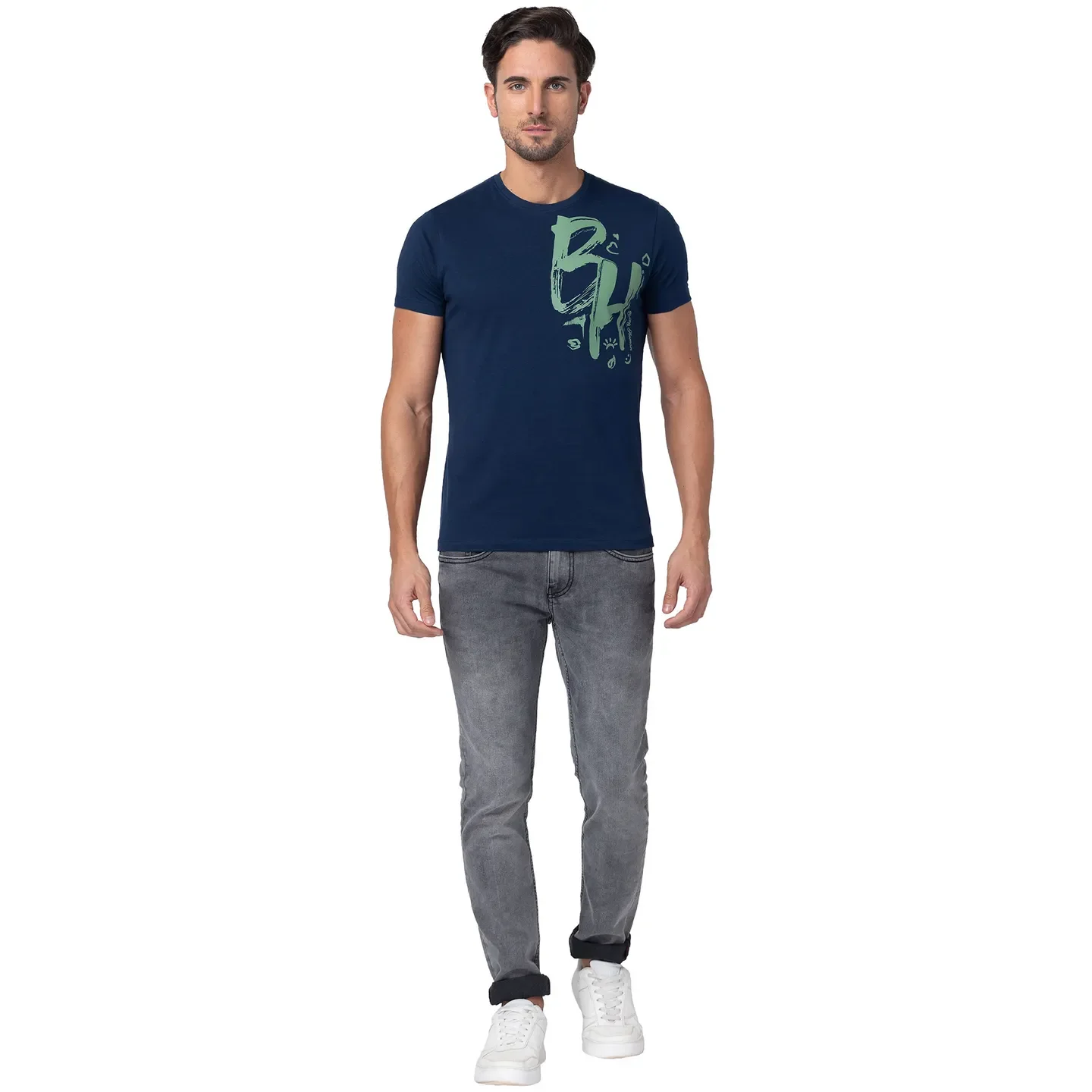 Blue Regular Fit Men's Short Sleeves T-Shirt by Being Human Clothing - Image 2