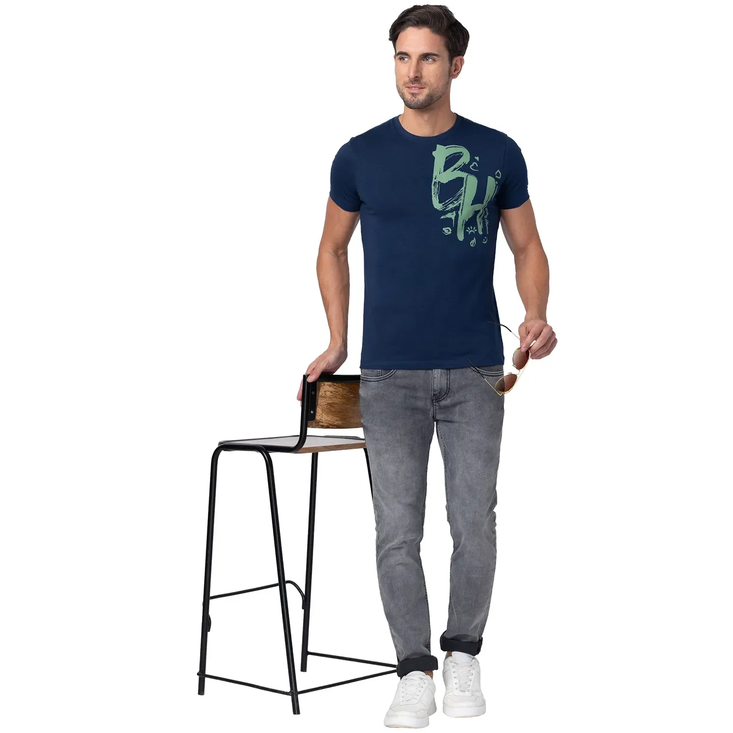 Blue Regular Fit Men's Short Sleeves T-Shirt by Being Human Clothing - Image 6