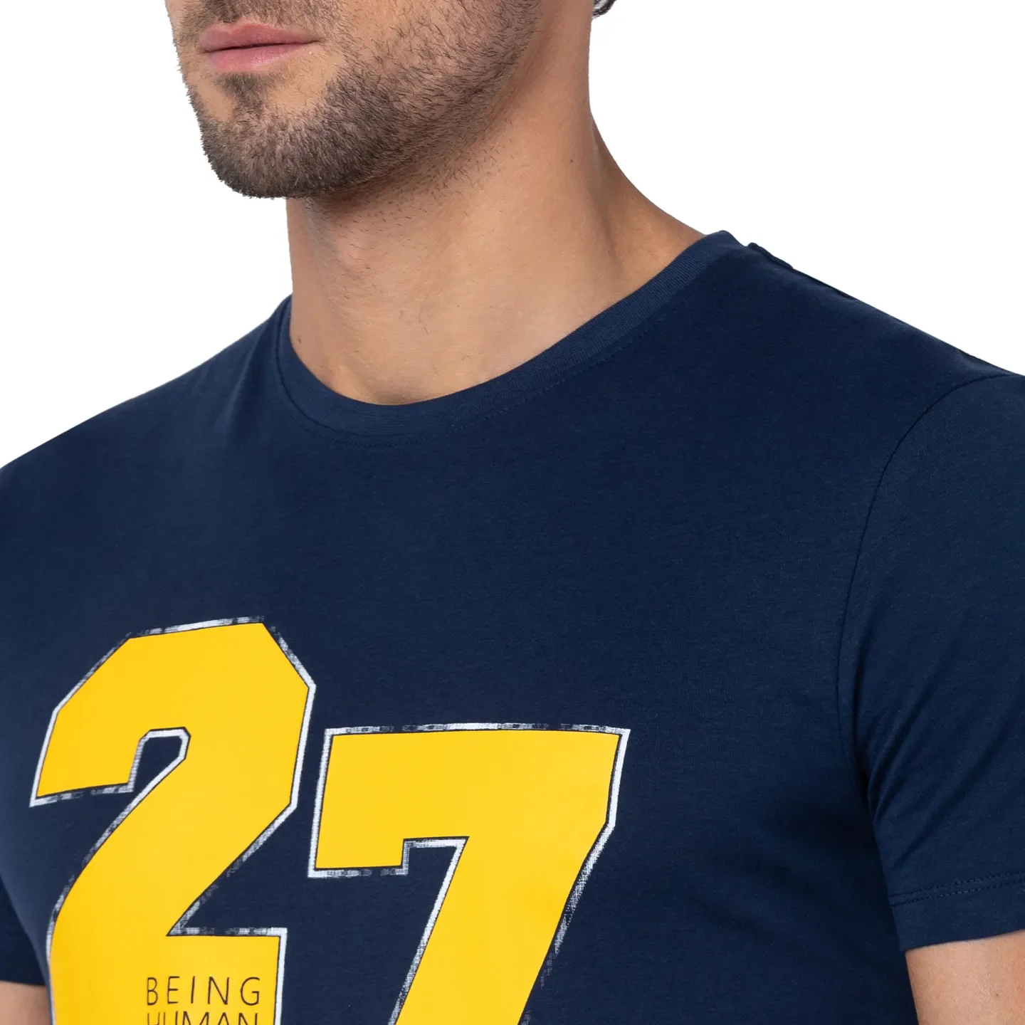 Blue Regular Fit Men's Short Sleeves T-Shirt by Being Human Clothing - Image 5