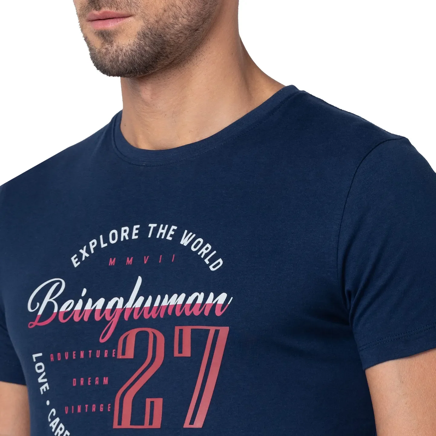 Blue Regular Fit Men's Short Sleeves T-Shirt by Being Human Clothing - Image 5
