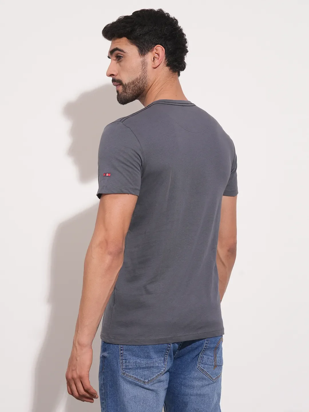 Navy Regular Fit Round Neck Men's T-Shirt by Being Human Clothing - Image 3