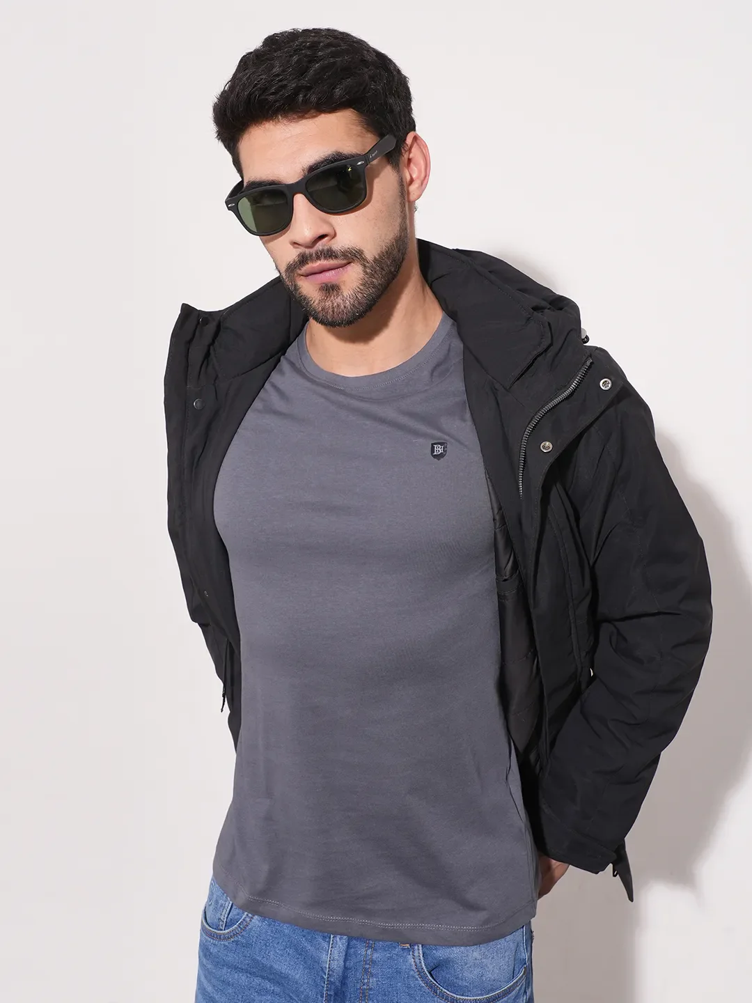 Navy Regular Fit Round Neck Men's T-Shirt by Being Human Clothing - Image 6