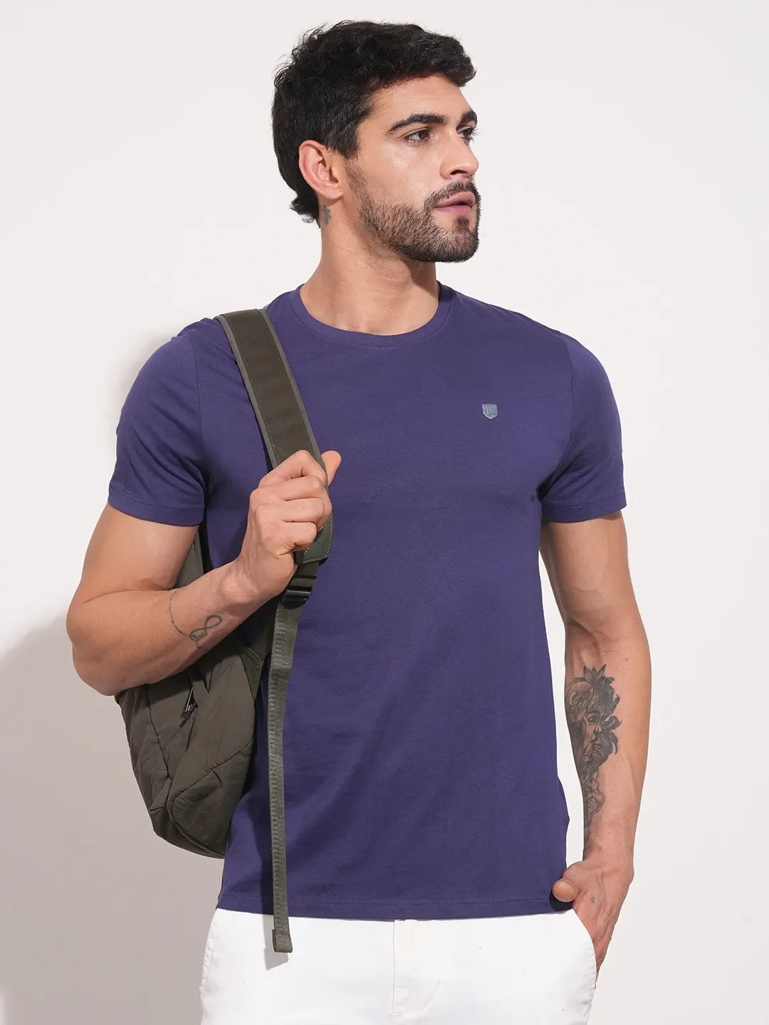 Navy Regular Fit Round Neck Men's T-Shirt by Being Human Clothing - Image 6