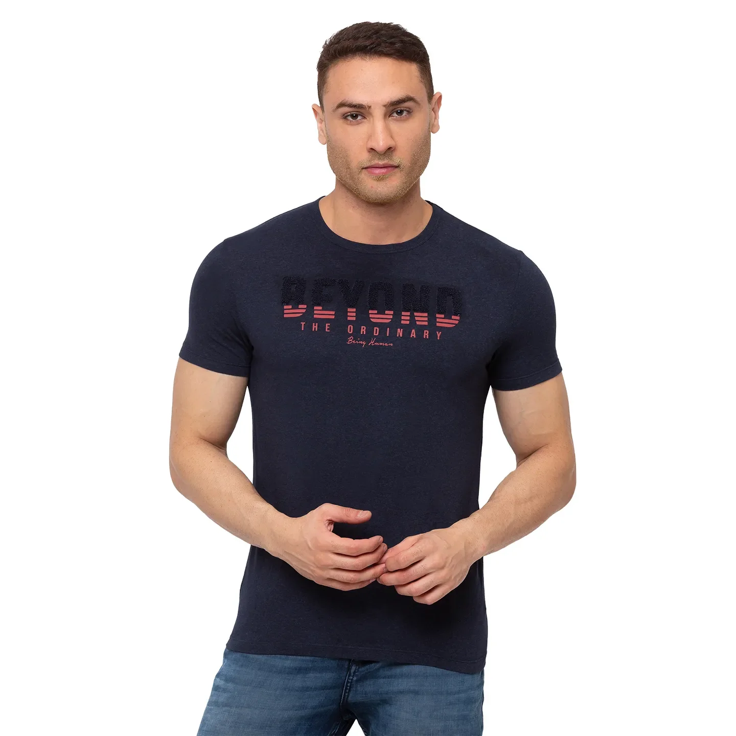 Blue Regular Fit Men's Short Sleeves T-Shirt by Being Human Clothing