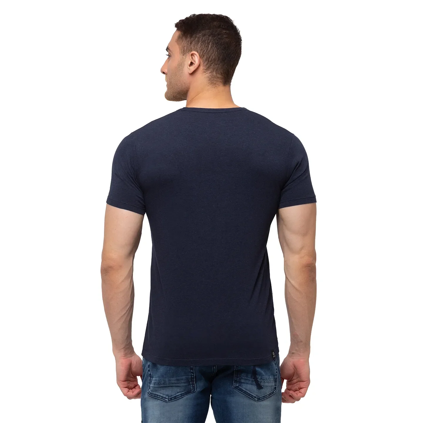Blue Regular Fit Men's Short Sleeves T-Shirt by Being Human Clothing - Image 3