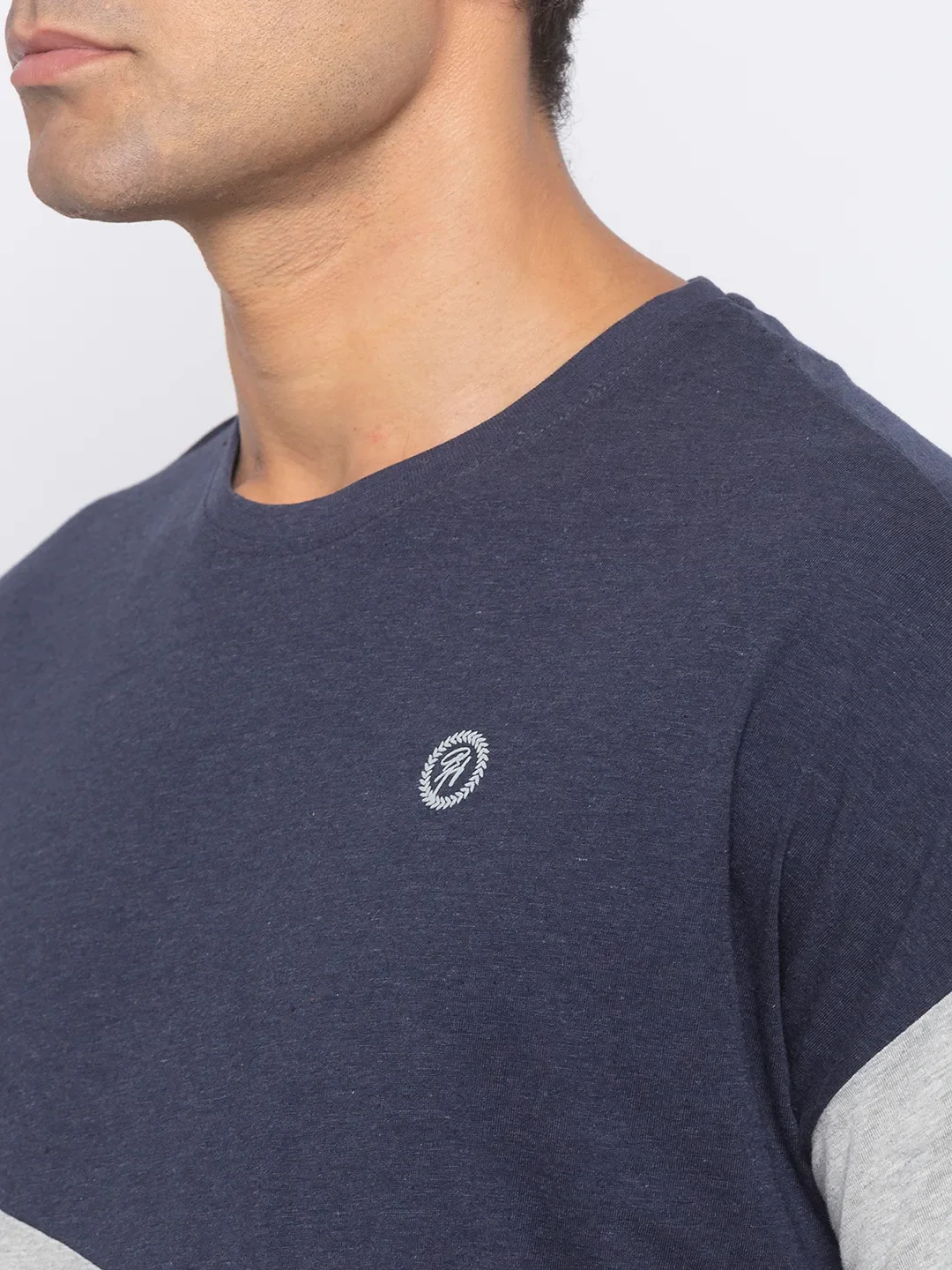 Navy Melange Regular Fit Round Neck Men's T-Shirt by Being Human Clothing - Image 4