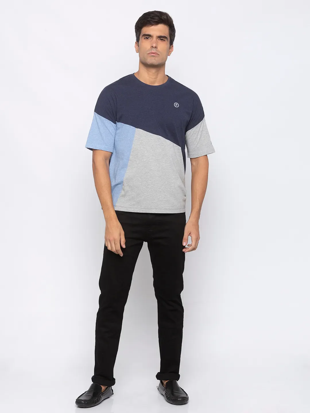 Navy Melange Regular Fit Round Neck Men's T-Shirt by Being Human Clothing - Image 5