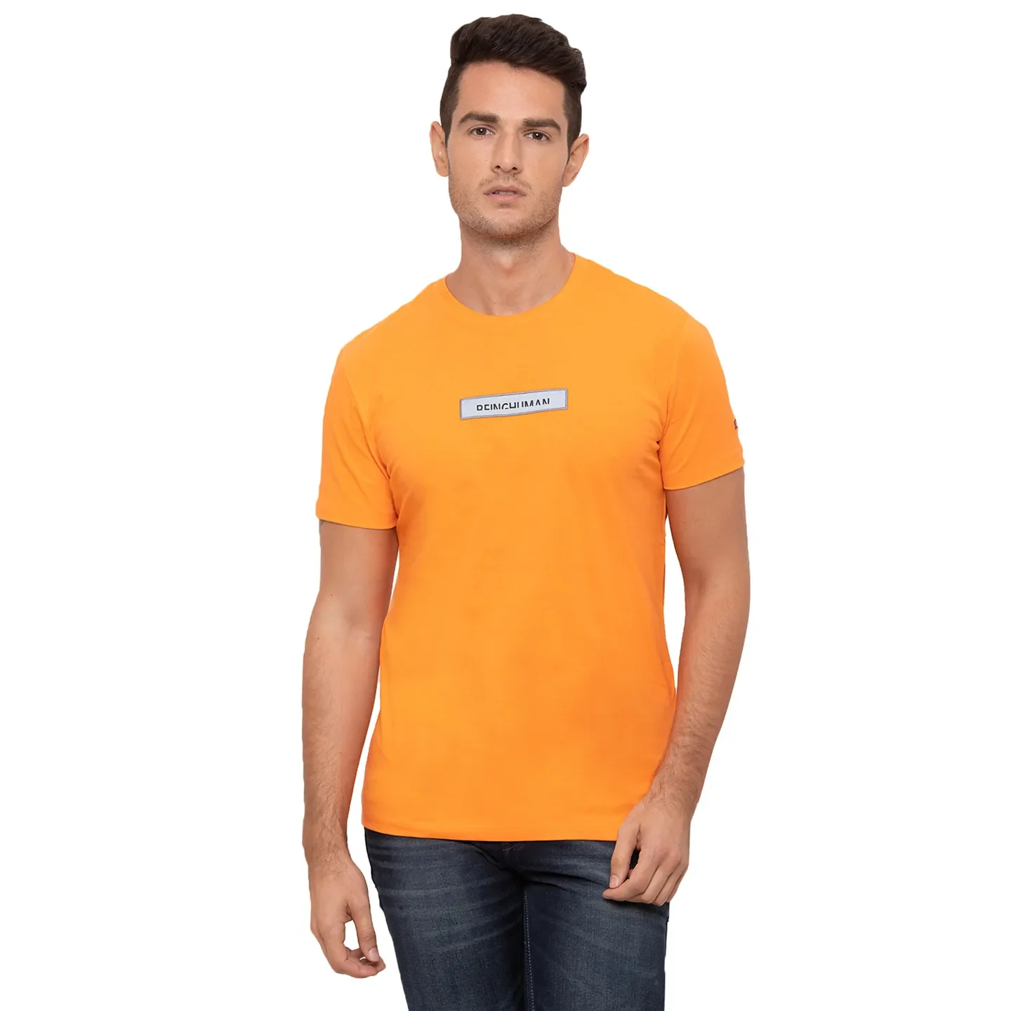 Orange Regular Fit Men's T-Shirt by Being Human Clothing