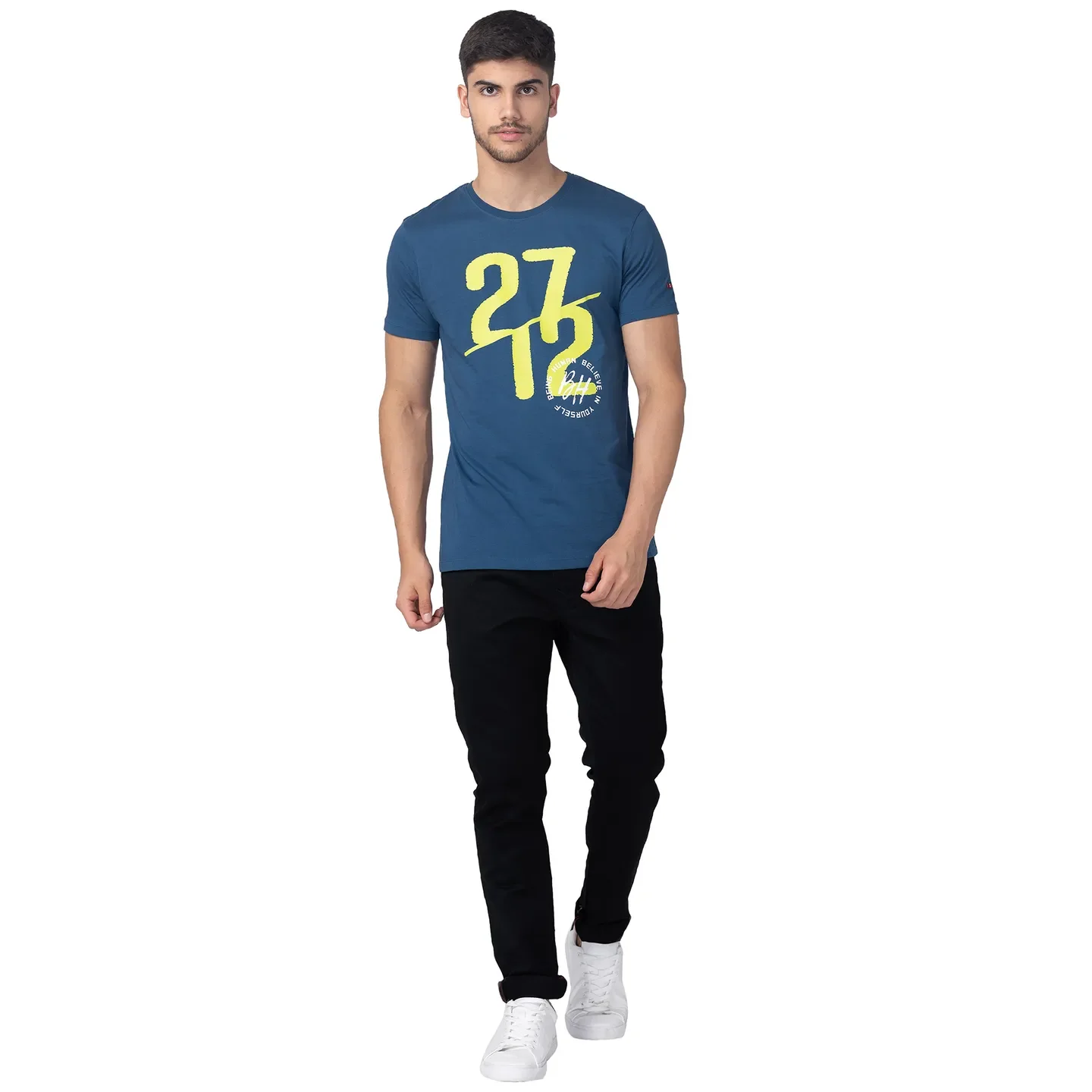 Ocean Blue Regular Fit Round Neck Men's T-Shirt by Being Human Clothing - Image 5