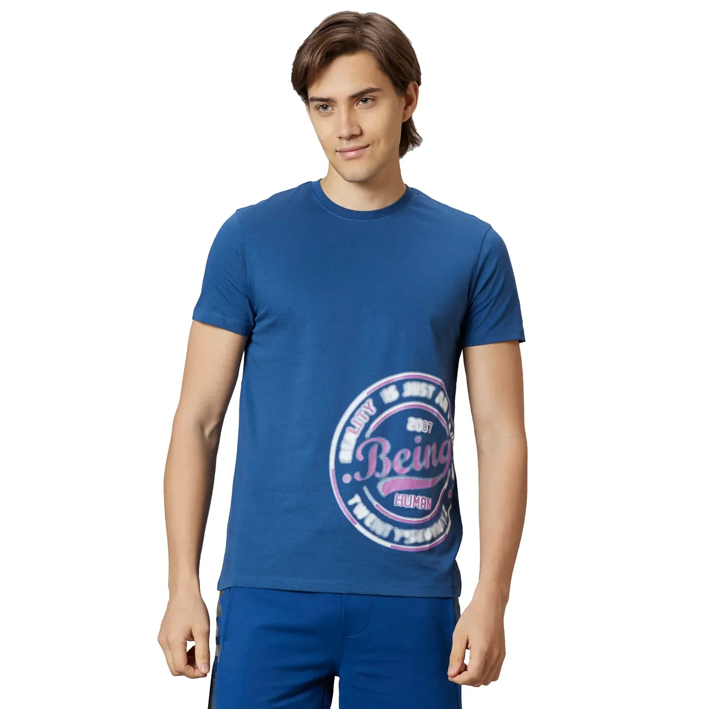Ocean Blue Regular Fit Round Neck Men's T-Shirt by Being Human Clothing