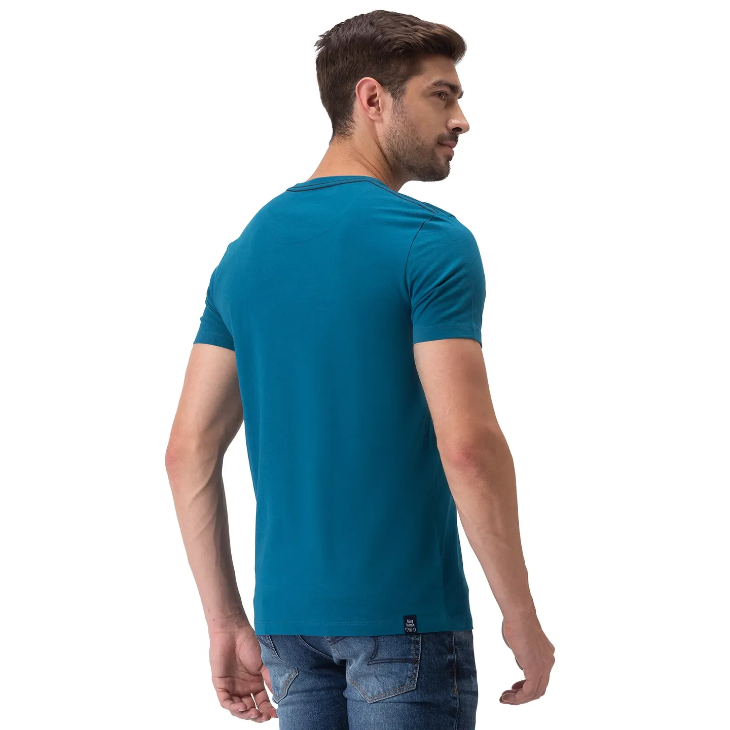 Blue Regular Fit Men's Short Sleeves T-Shirt by Being Human Clothing - Image 3