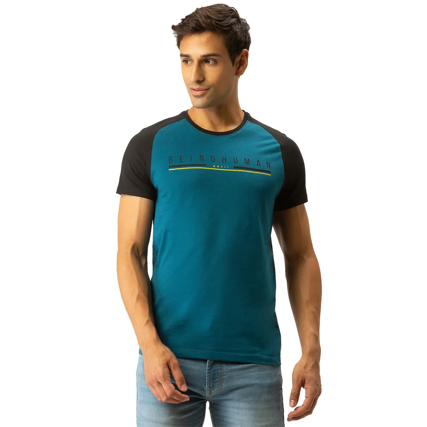 Blue Regular Fit Men's Short Sleeves T-Shirt by Being Human Clothing