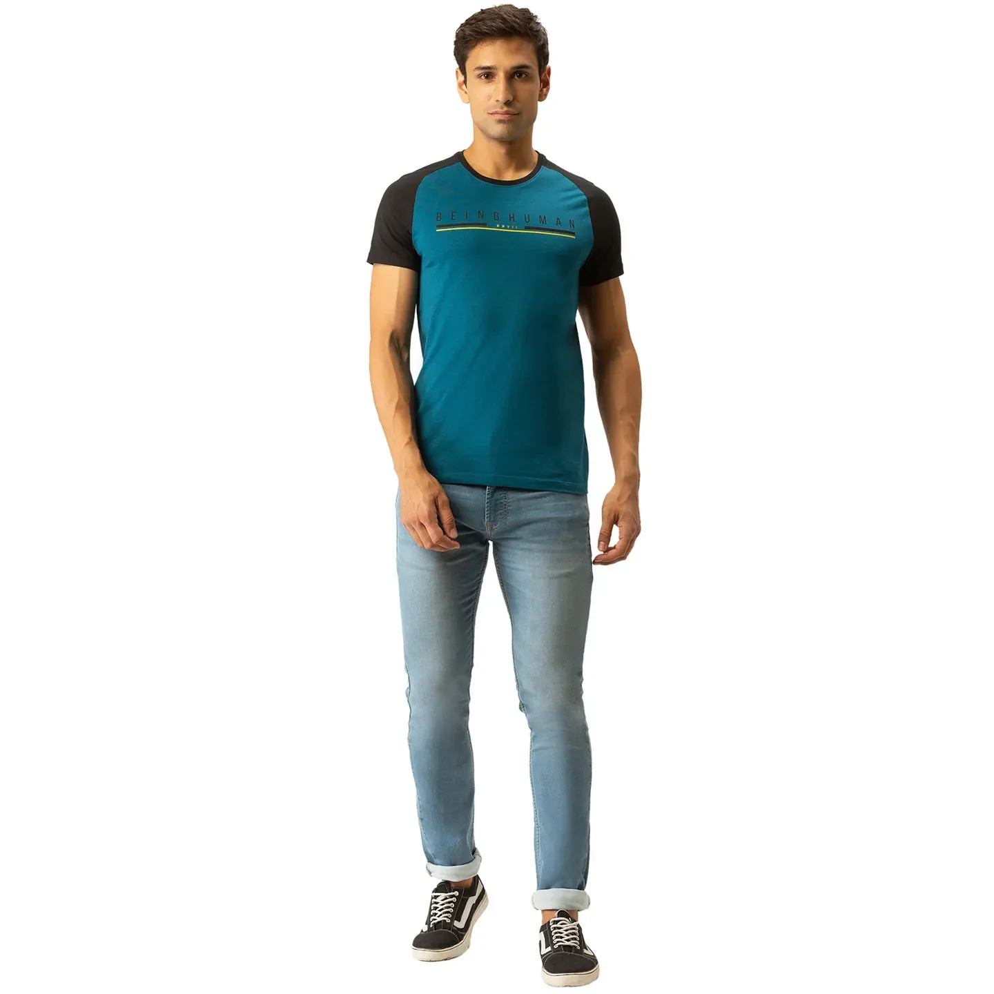 Blue Regular Fit Men's Short Sleeves T-Shirt by Being Human Clothing - Image 5