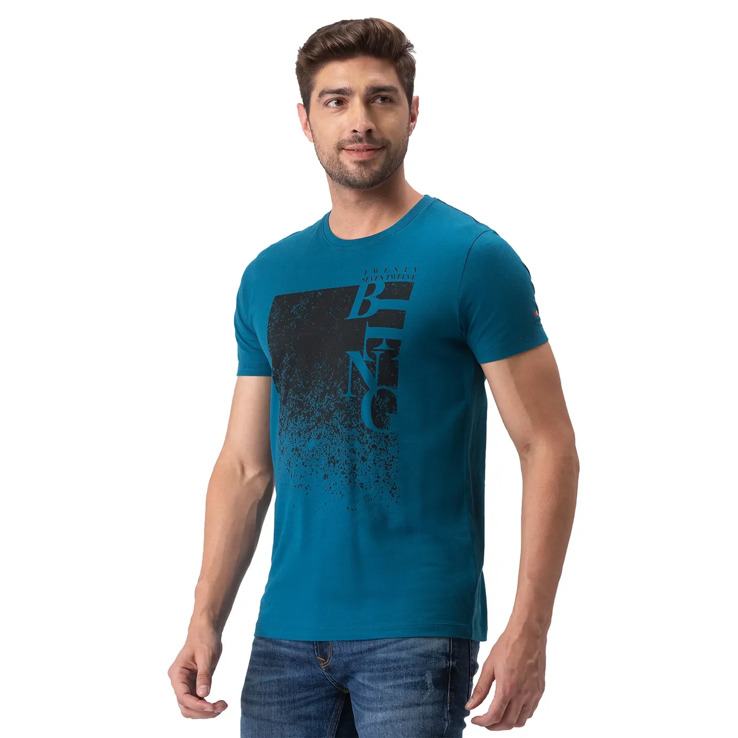 Blue Regular Fit Men's Short Sleeves T-Shirt by Being Human Clothing - Image 2