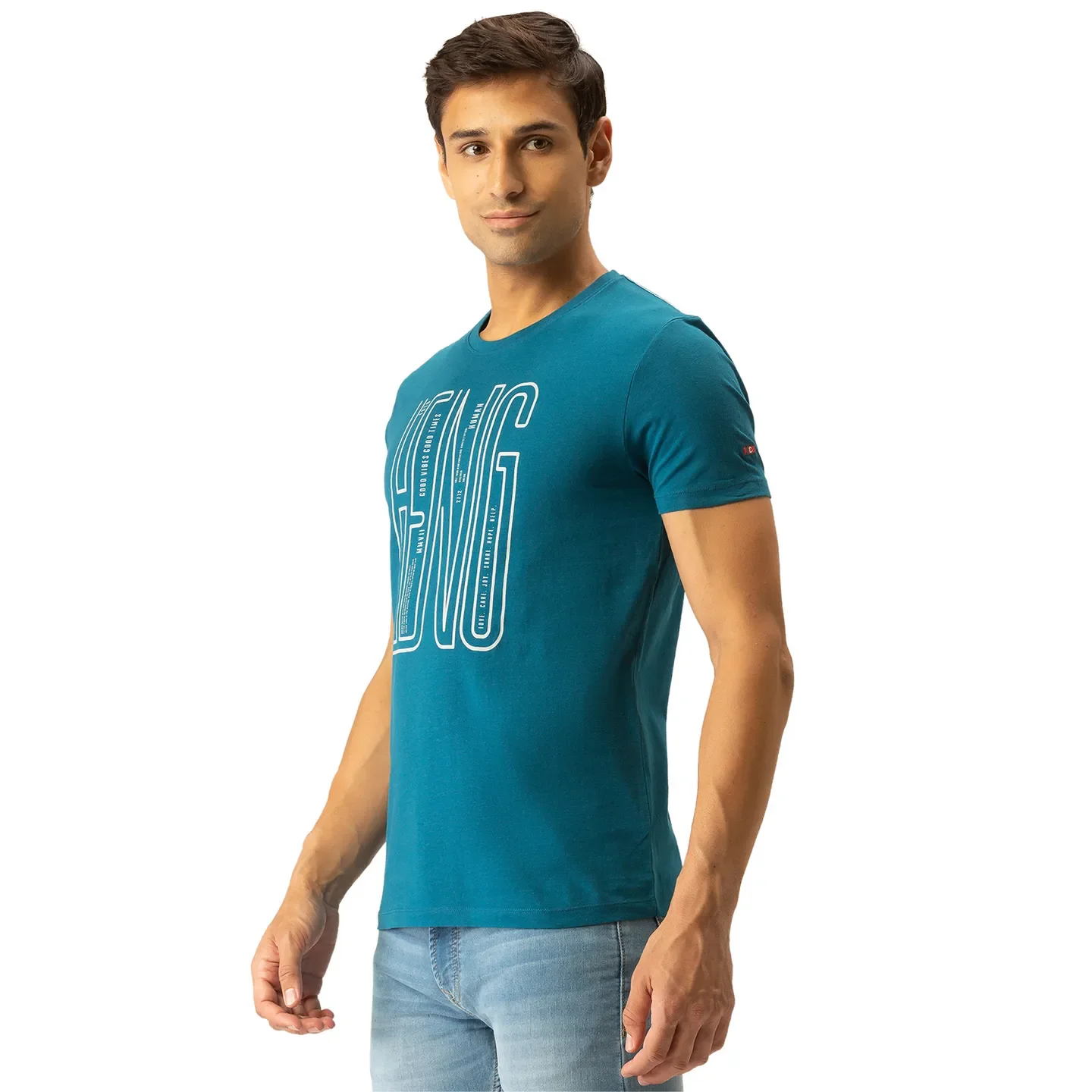 Blue Regular Fit Men's Short Sleeves T-Shirt by Being Human Clothing - Image 2