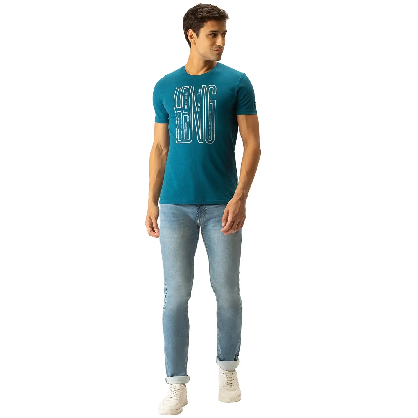 Blue Regular Fit Men's Short Sleeves T-Shirt by Being Human Clothing - Image 5