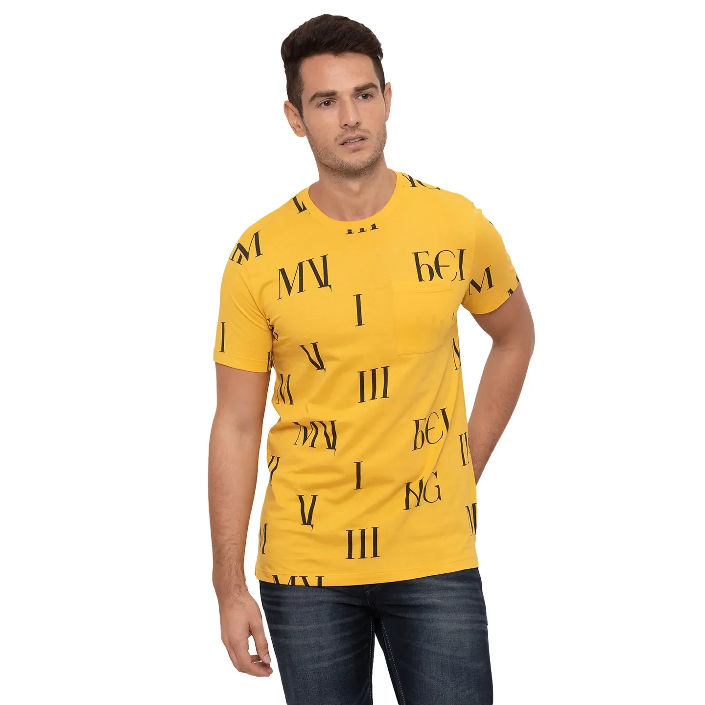 Ocher Regular Fit Round Neck Men's T-Shirt by Being Human Clothing