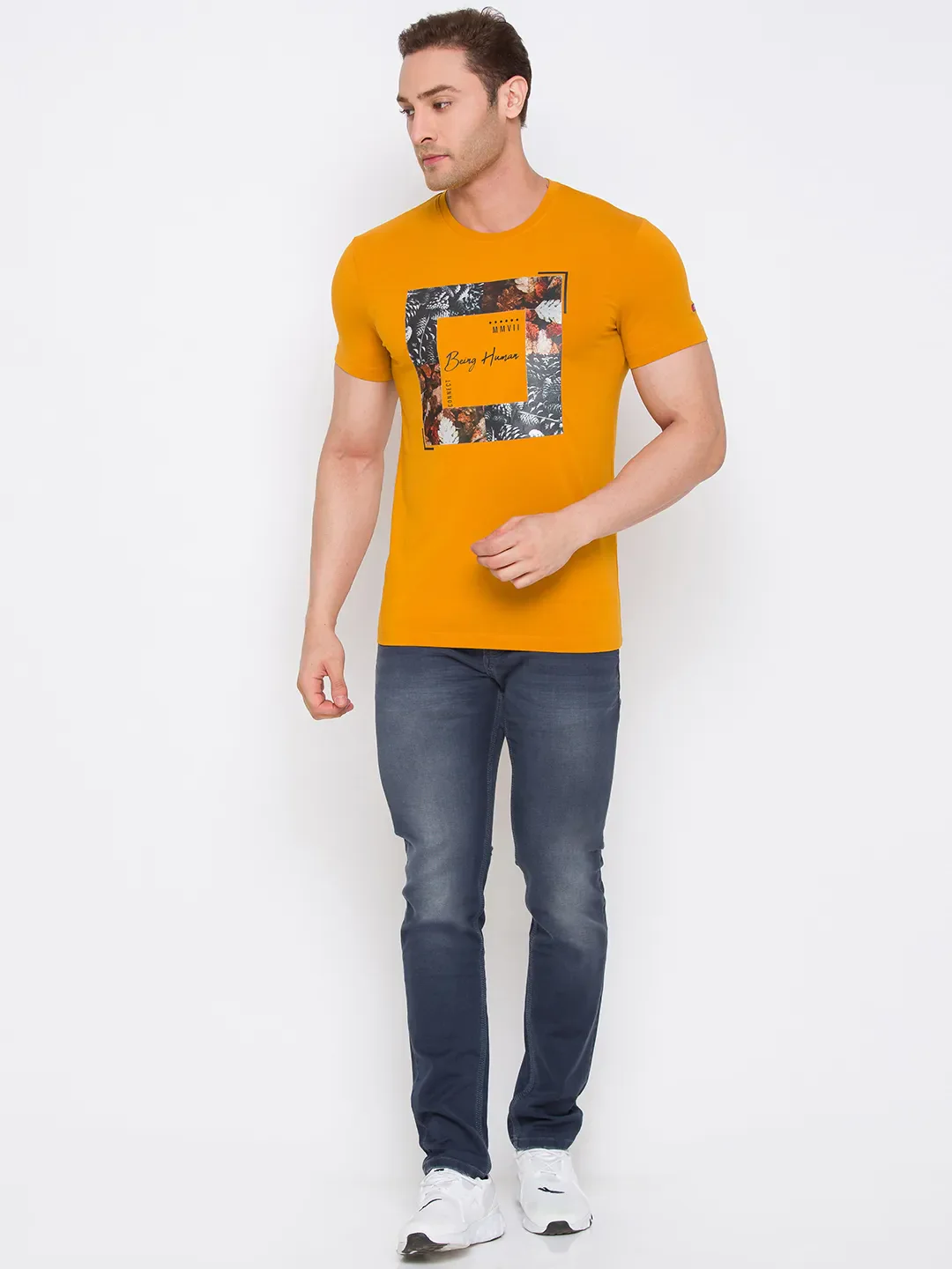 Ocher Regular Fit Round Neck Men's T-Shirt by Being Human Clothing - Image 7