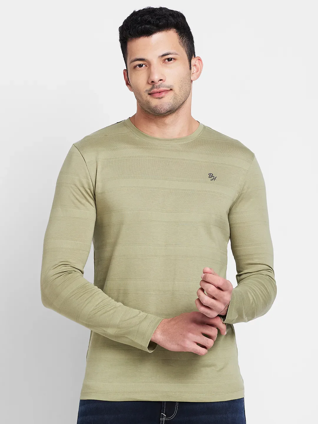 Olive Regular Fit Round Neck Men's T-Shirt by Being Human Clothing - Image 5
