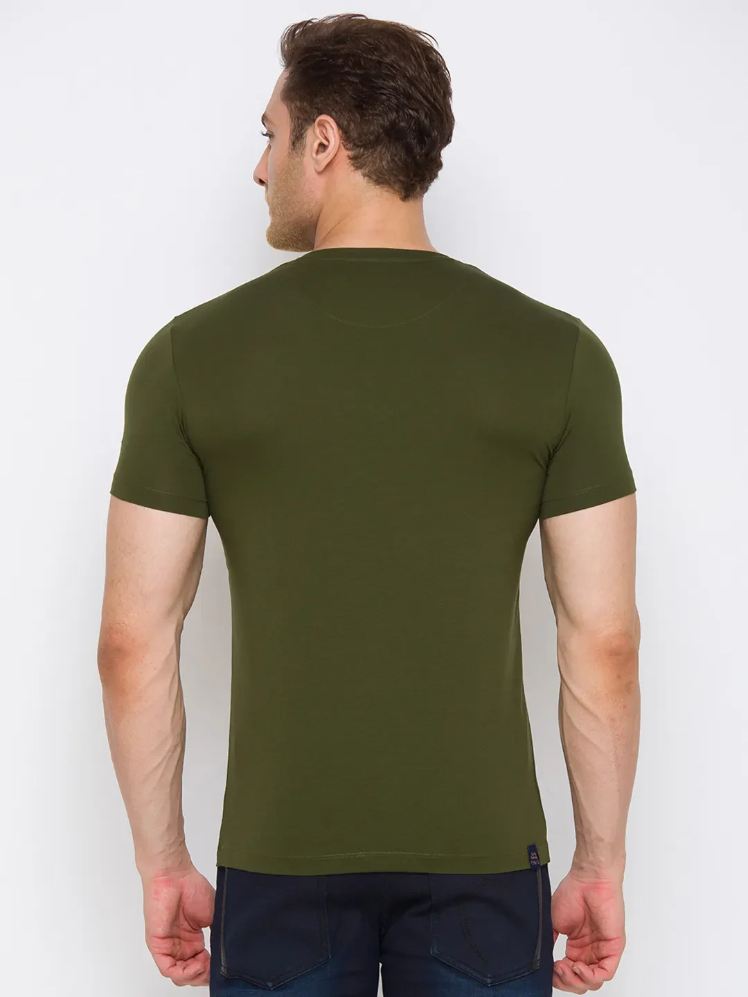 Olive Regular Fit Round Neck Men's T-Shirt by Being Human Clothing - Image 3
