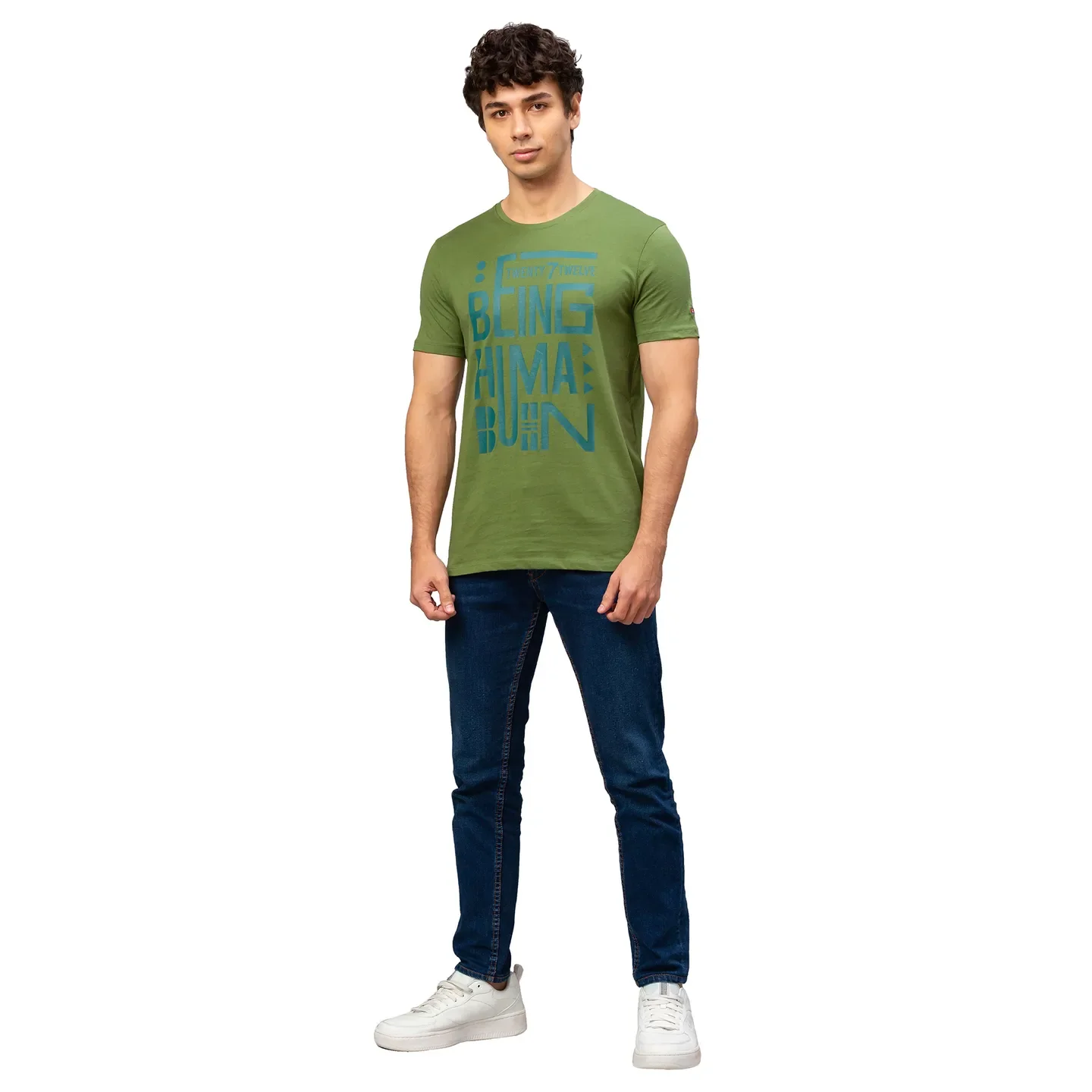 Green Regular Fit Men's Short Sleeves T-Shirt by Being Human Clothing - Image 2