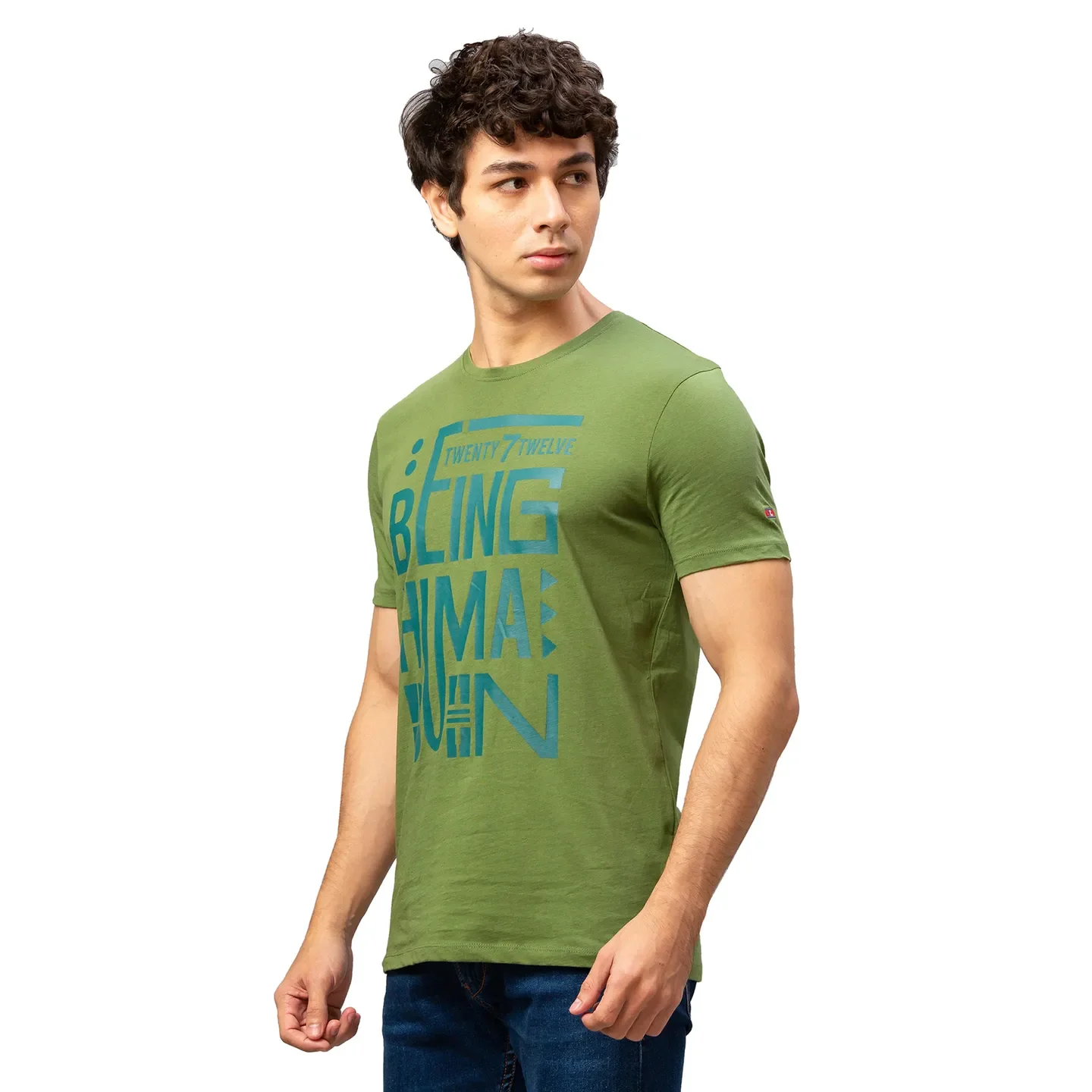 Green Regular Fit Men's Short Sleeves T-Shirt by Being Human Clothing - Image 4
