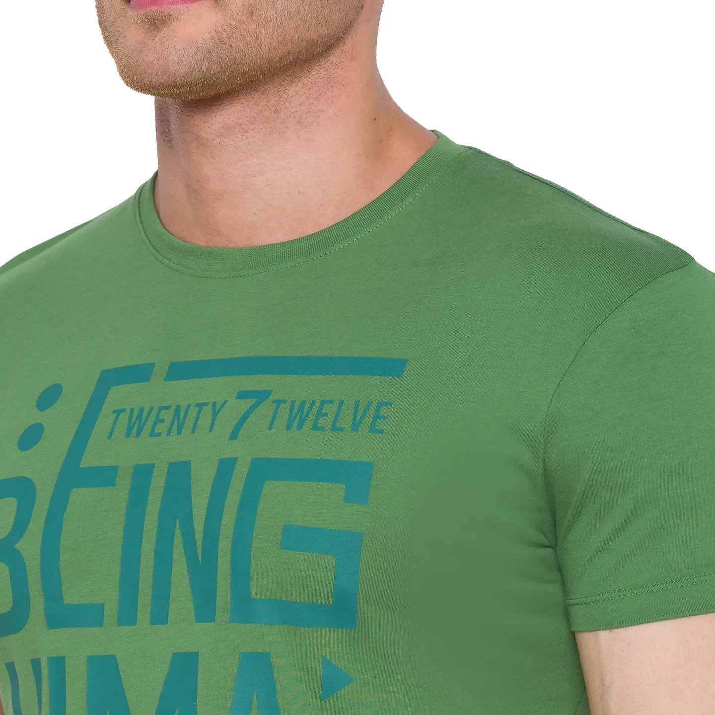 Green Regular Fit Men's Short Sleeves T-Shirt by Being Human Clothing - Image 4