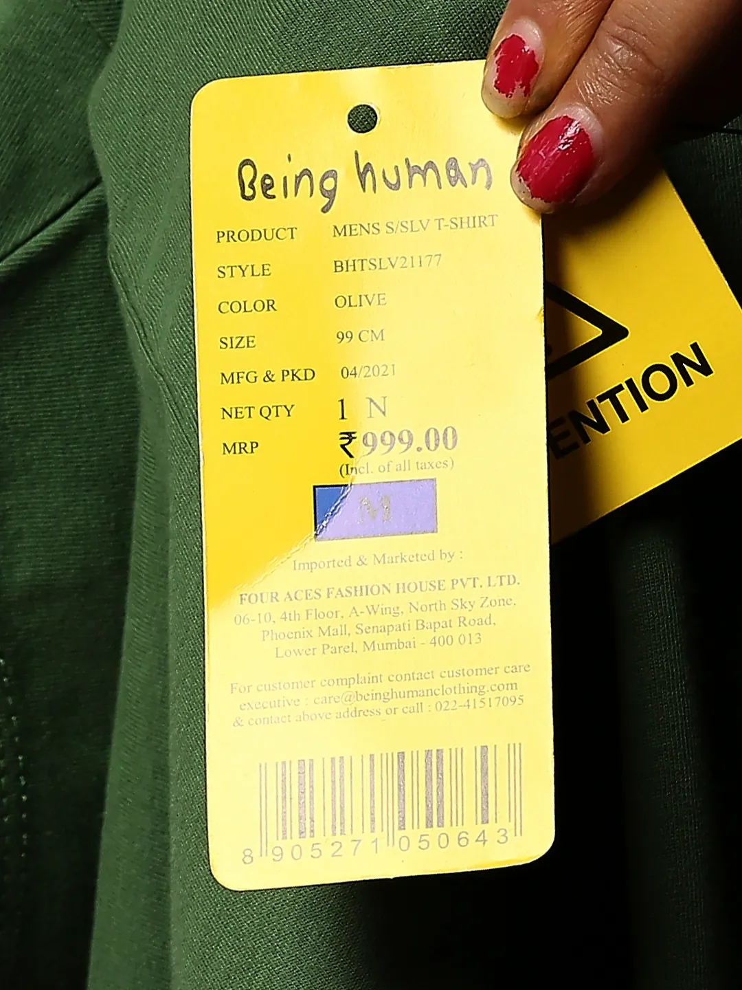 Green Regular Fit Men's Short Sleeves T-Shirt by Being Human Clothing - Image 8