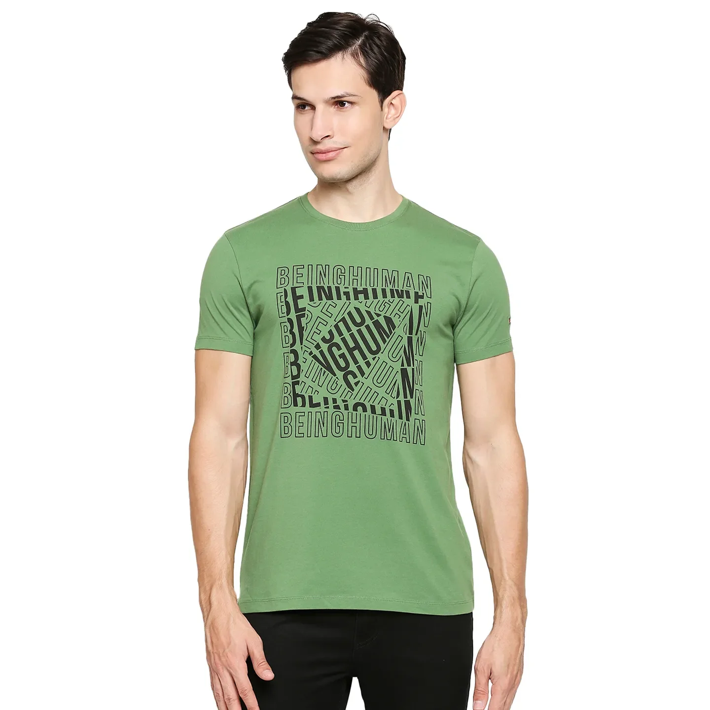 Green Regular Fit Men's Short Sleeves T-Shirt by Being Human Clothing