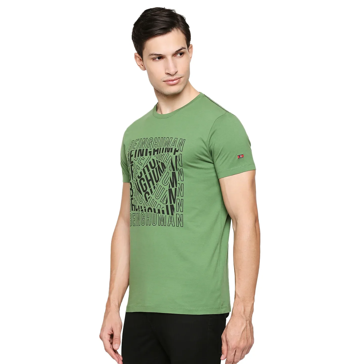 Green Regular Fit Men's Short Sleeves T-Shirt by Being Human Clothing - Image 2