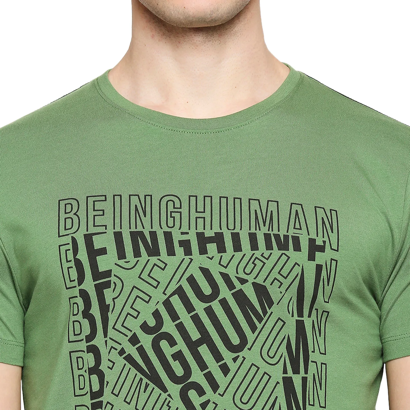 Green Regular Fit Men's Short Sleeves T-Shirt by Being Human Clothing - Image 5
