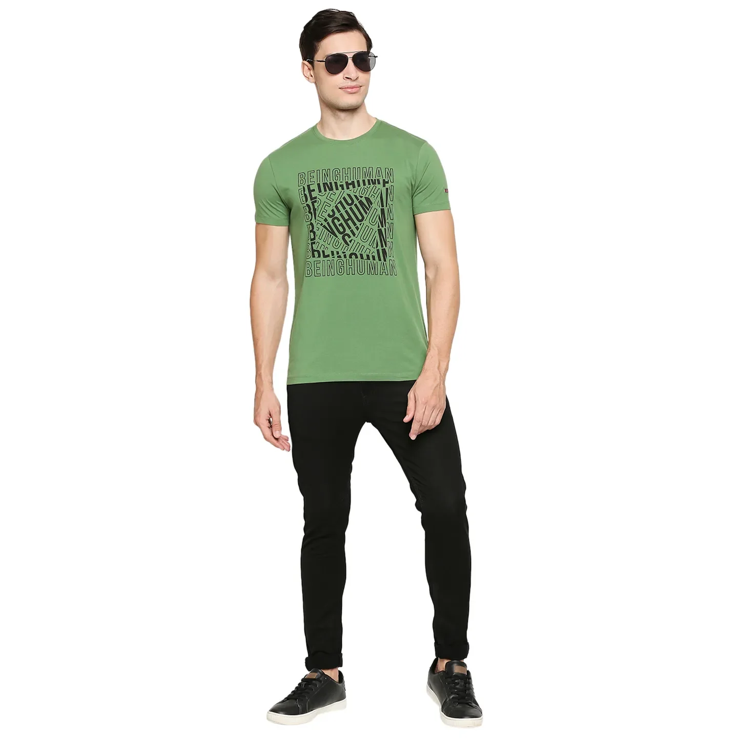 Green Regular Fit Men's Short Sleeves T-Shirt by Being Human Clothing - Image 6