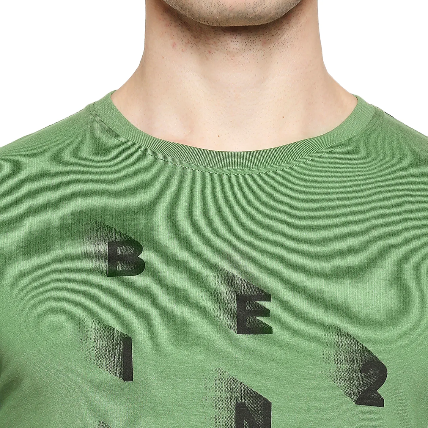 Green Regular Fit Men's Short Sleeves T-Shirt by Being Human Clothing - Image 5