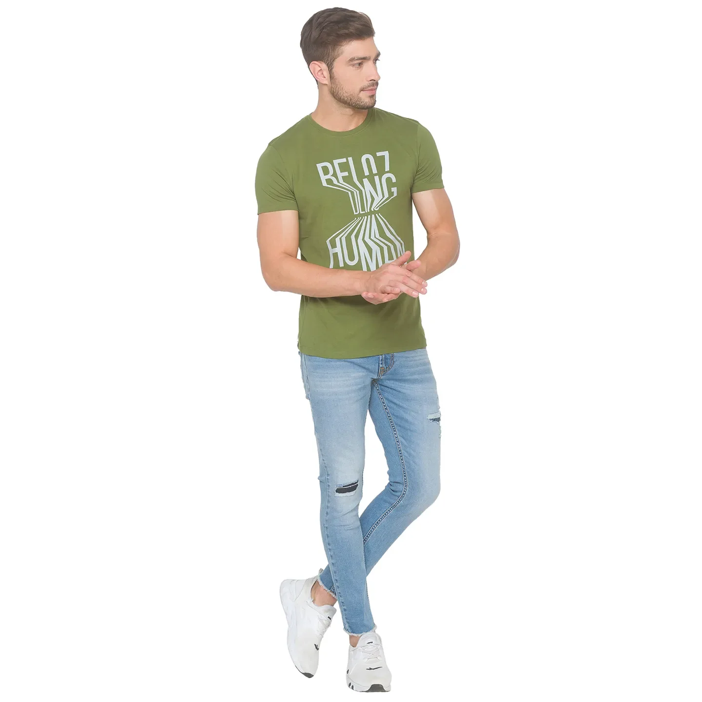 Green Regular Fit Men's Short Sleeves T-Shirt by Being Human Clothing - Image 5