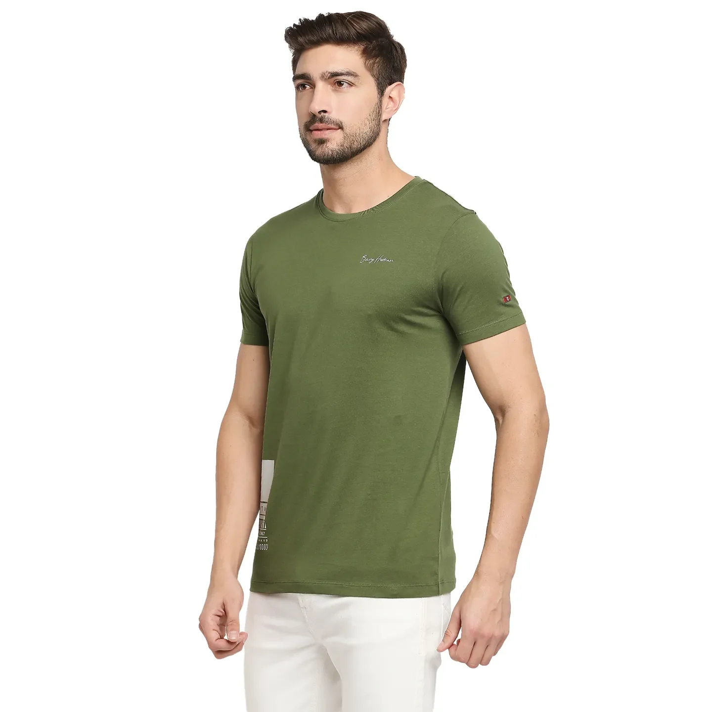 Green Regular Fit Men's Short Sleeves T-Shirt by Being Human Clothing - Image 2