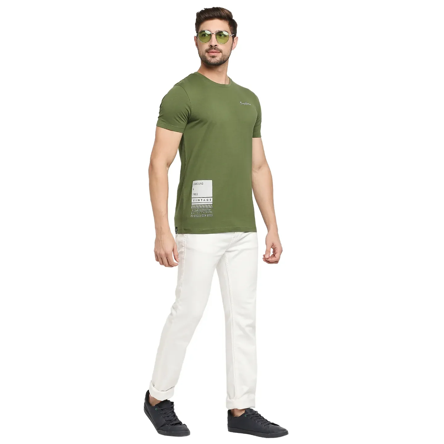 Green Regular Fit Men's Short Sleeves T-Shirt by Being Human Clothing - Image 6