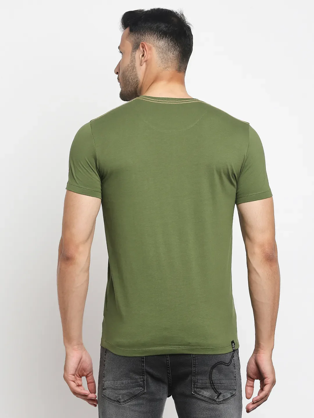 Green Regular Fit Men's Short Sleeves T-Shirt by Being Human Clothing - Image 3