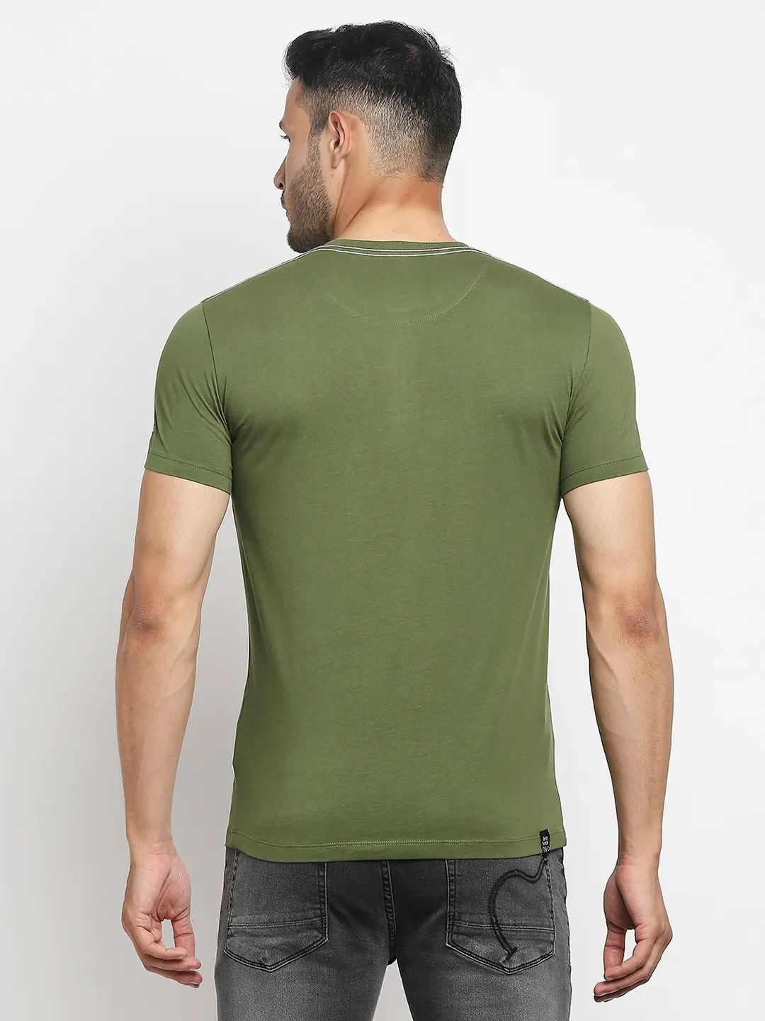 Olive Regular Fit Round Neck Men's T-Shirt by Being Human Clothing - Image 3