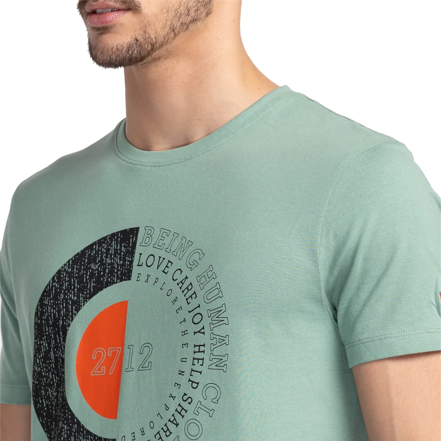 Green Regular Fit Men's Short Sleeves T-Shirt by Being Human Clothing - Image 5