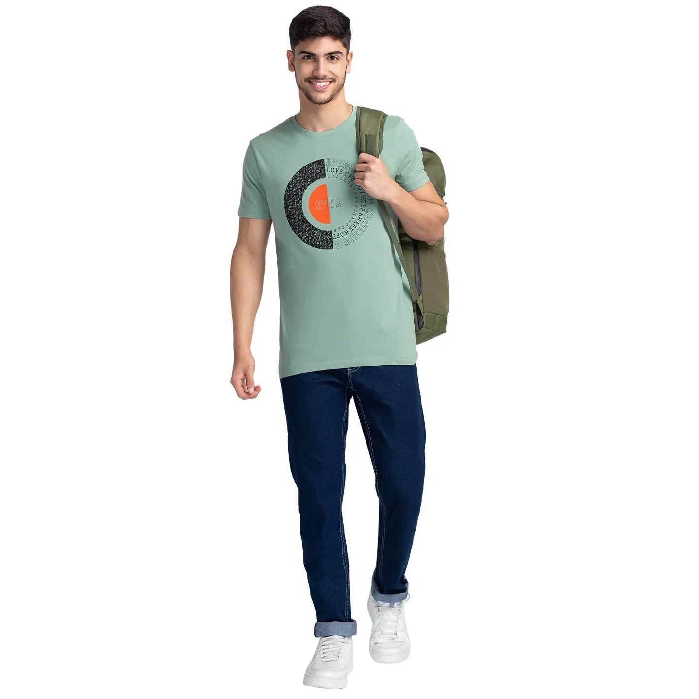 Green Regular Fit Men's Short Sleeves T-Shirt by Being Human Clothing - Image 6