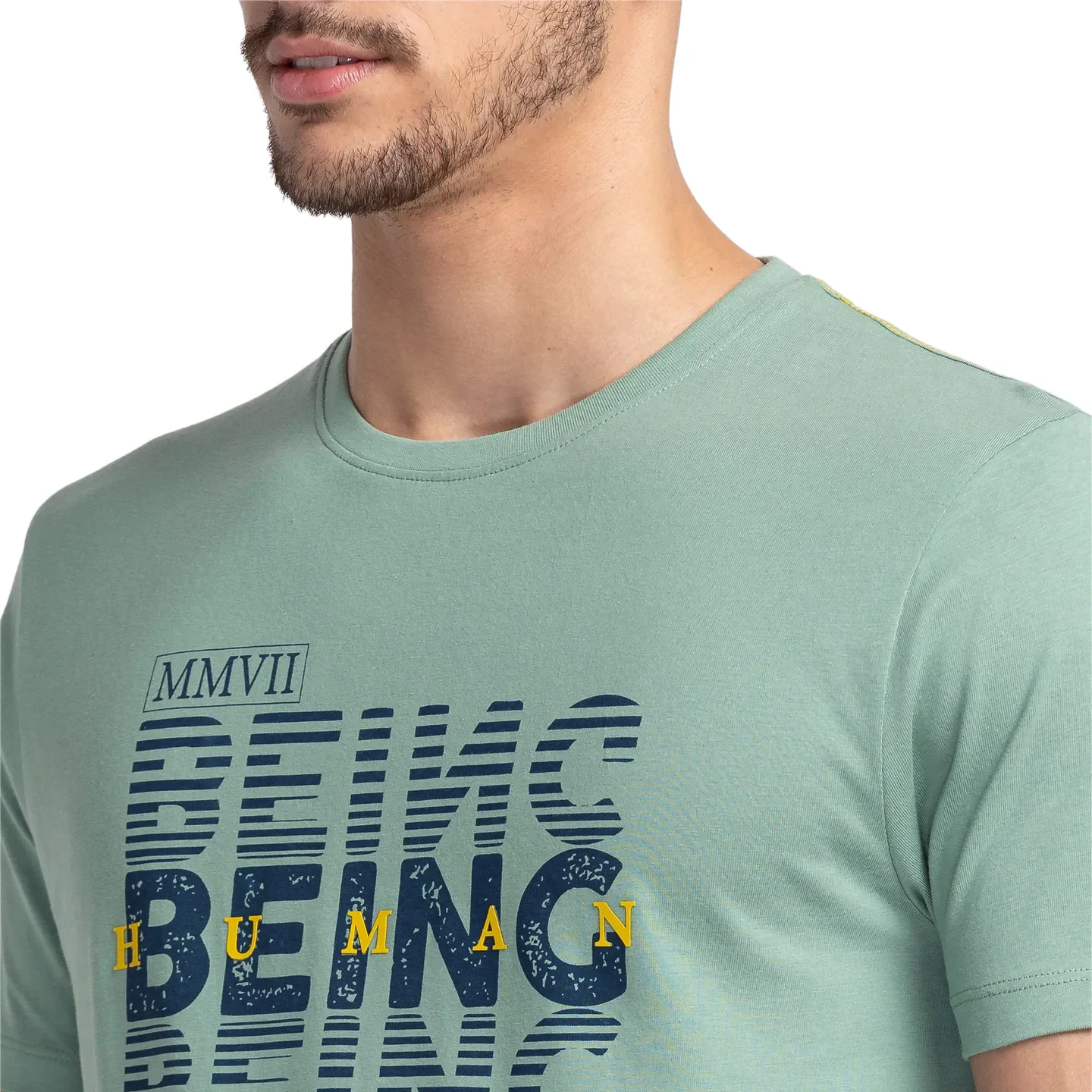 Green Regular Fit Men's Short Sleeves T-Shirt by Being Human Clothing - Image 5