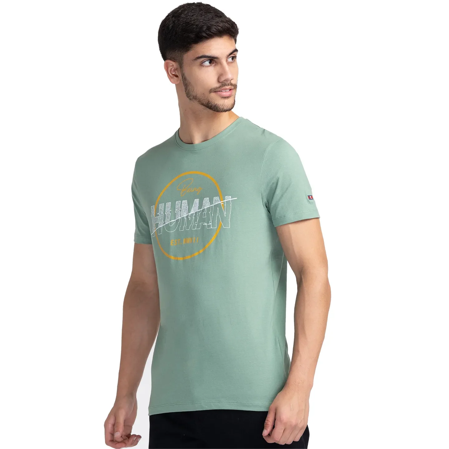 Green Regular Fit Men's Short Sleeves T-Shirt by Being Human Clothing - Image 4
