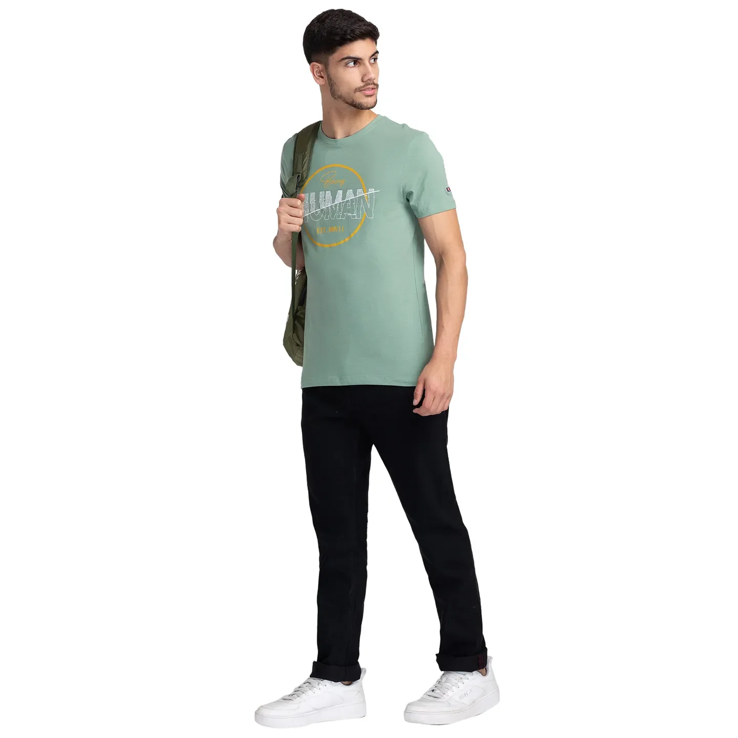 Green Regular Fit Men's Short Sleeves T-Shirt by Being Human Clothing - Image 6