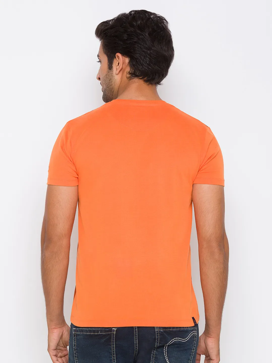 Orange Regular Fit Round Neck Men's T-Shirt by Being Human Clothing - Image 3