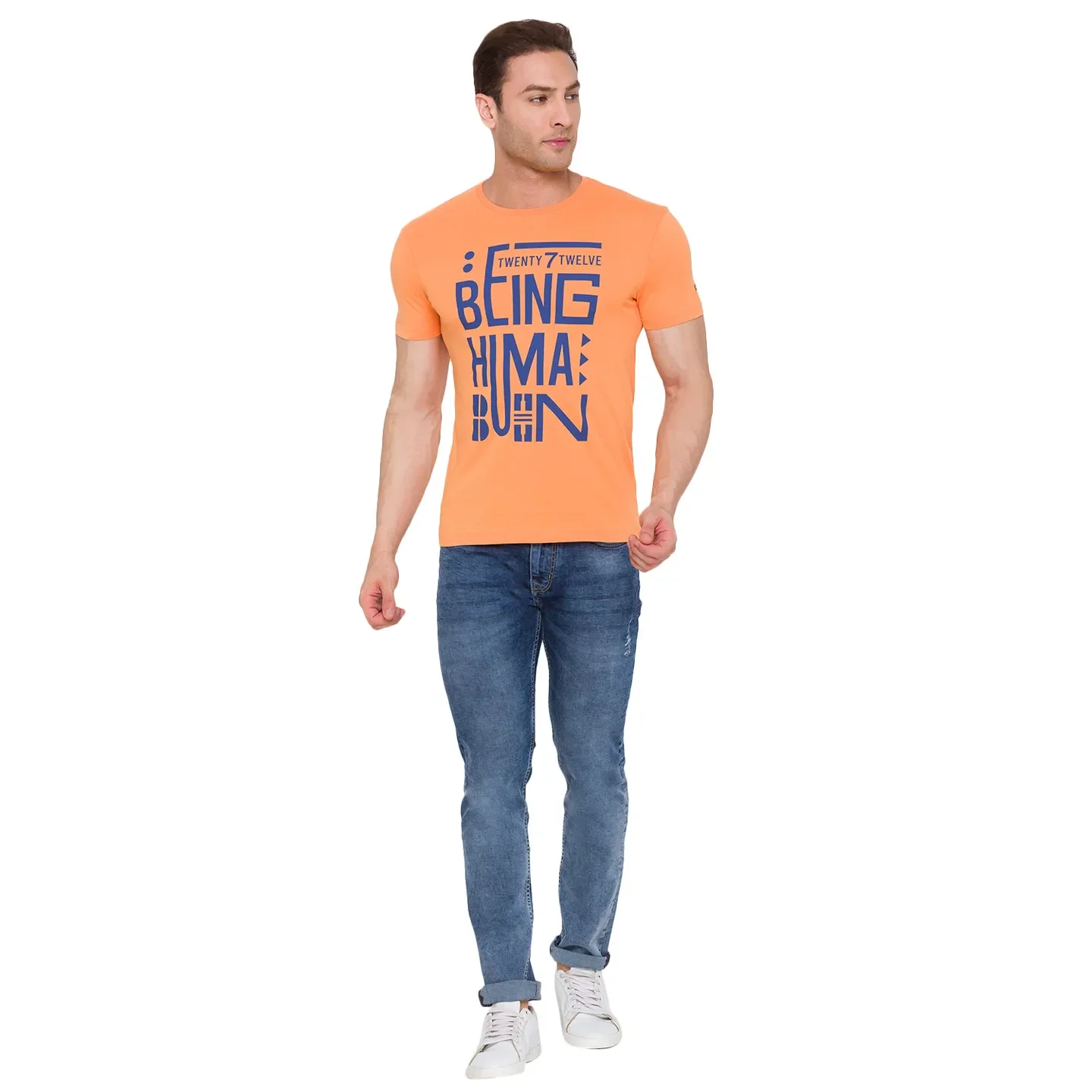 Orange Regular Fit Men's Short Sleeves T-Shirt by Being Human Clothing - Image 5