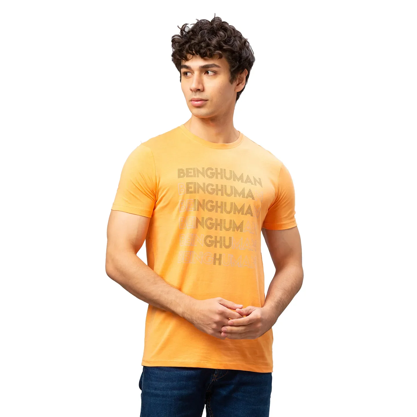 Orange Regular Fit Men's Short Sleeves T-Shirt by Being Human Clothing