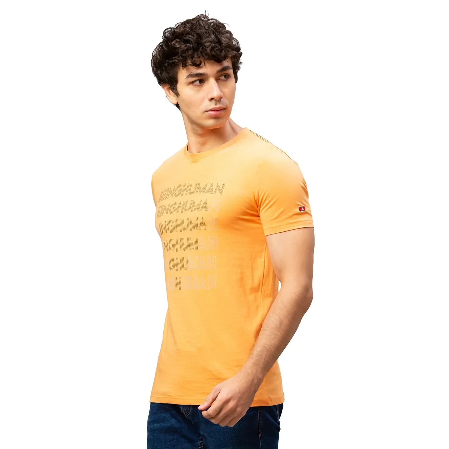 Orange Regular Fit Men's Short Sleeves T-Shirt by Being Human Clothing - Image 2