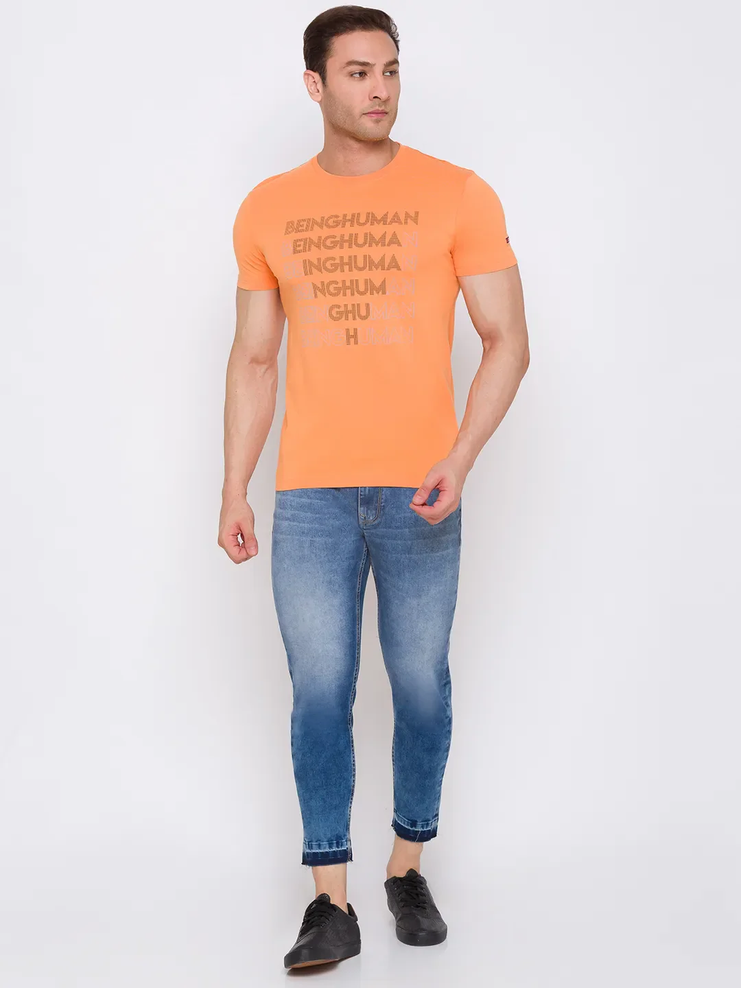 Orange Regular Fit Men's Short Sleeves T-Shirt by Being Human Clothing - Image 2