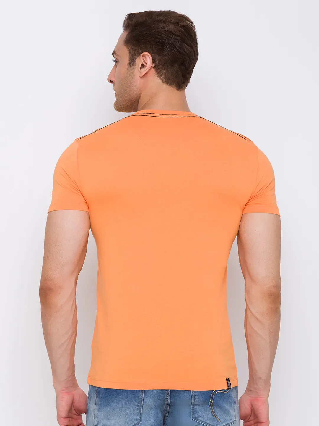 Orange Regular Fit Men's Short Sleeves T-Shirt by Being Human Clothing - Image 3